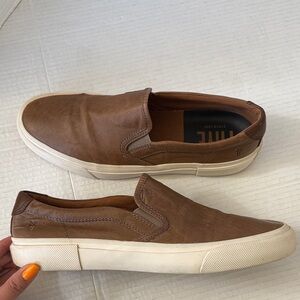Frye Ludlow Brown Leather Slip-On Sneakers Size 10 Men’s Casual Minimalist